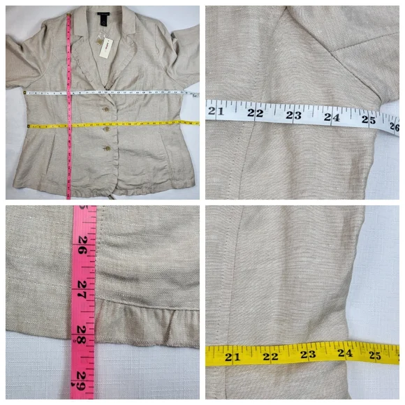 Lane Bryant Blazer JACKET Linen Blend Womens Size 20 Ruffle 3/4 Sleeves NWT - Picture 6 of 16
